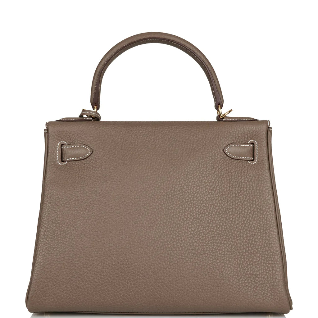 Hermès Kelly Retourne 28 Etoupe Clemence Gold Hardware