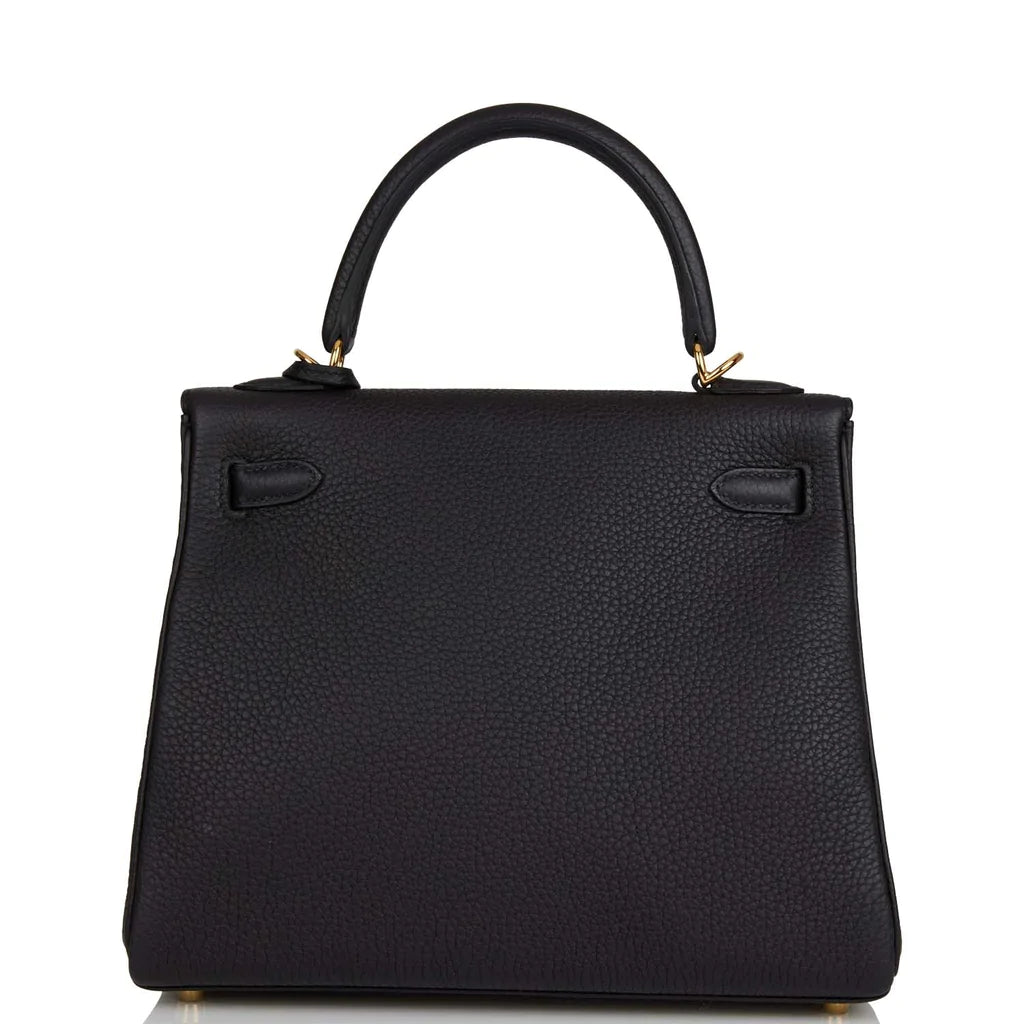 Hermès Kelly Retourne 25 Black Togo Gold Hardware