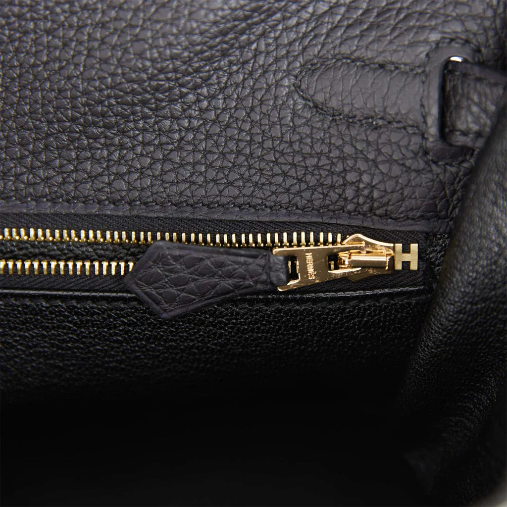 Hermès Kelly Retourne 25 Black Togo Gold Hardware