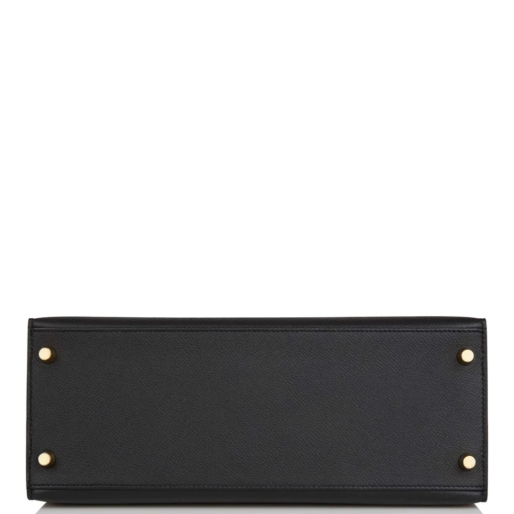 Hermès Special Order (HSS) Kelly Sellier 28 Black Verso Epsom Permabrass Hardware