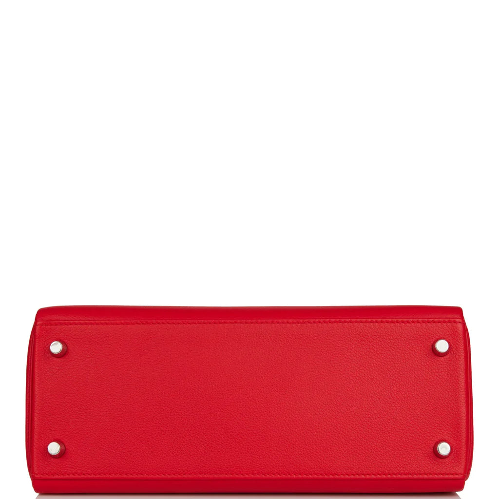 Hermès Kelly Retourne 28 Rouge de Coeur Verso Evercolor Palladium Hardware