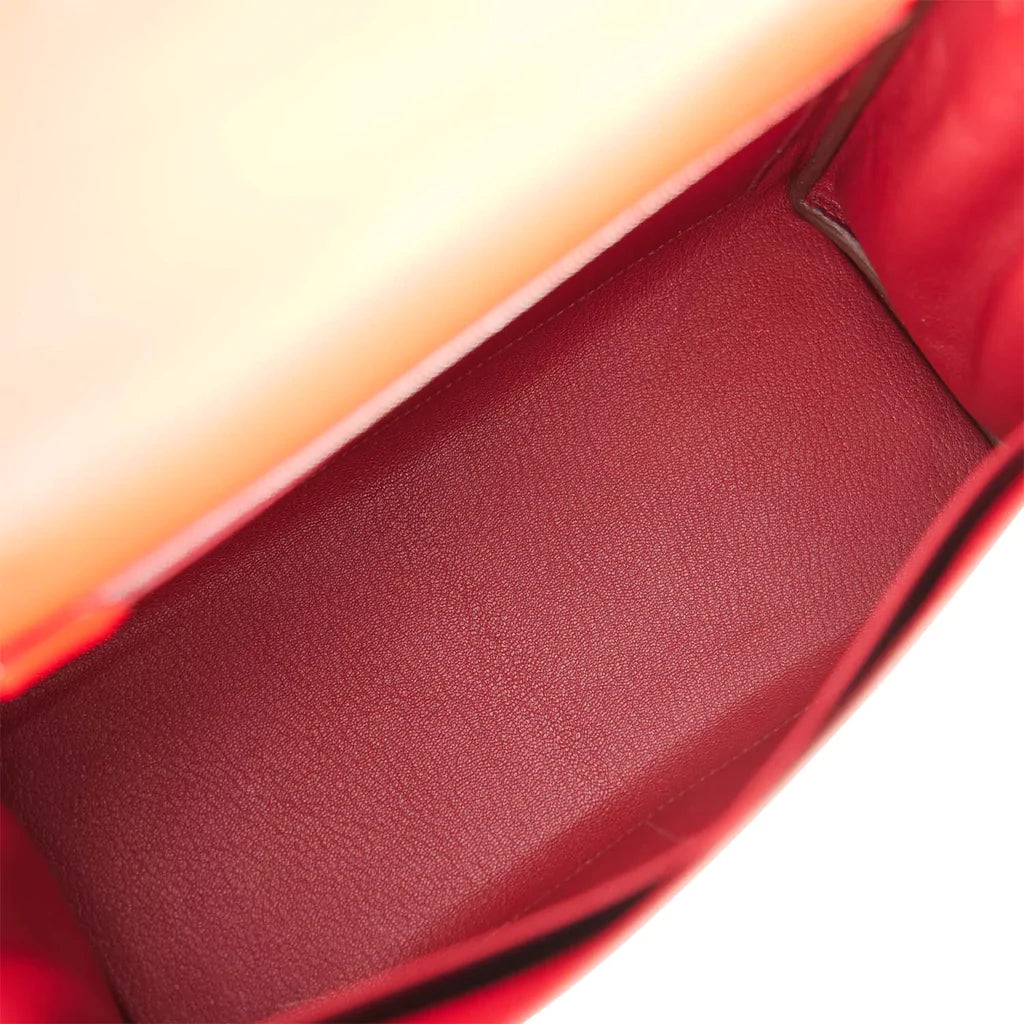 Hermès Kelly Retourne 28 Rouge de Coeur Verso Evercolor Palladium Hardware