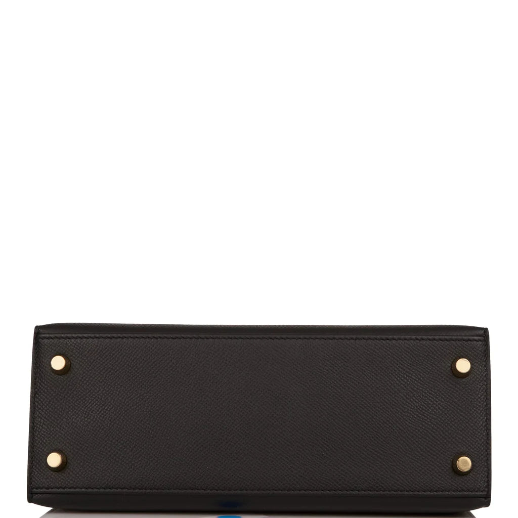 Hermès Kelly Sellier 25 Black Epsom Gold Hardware