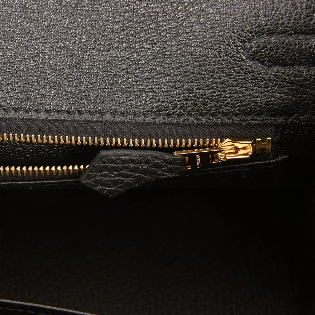 Hermès Kelly Sellier 25 Black Epsom Gold Hardware