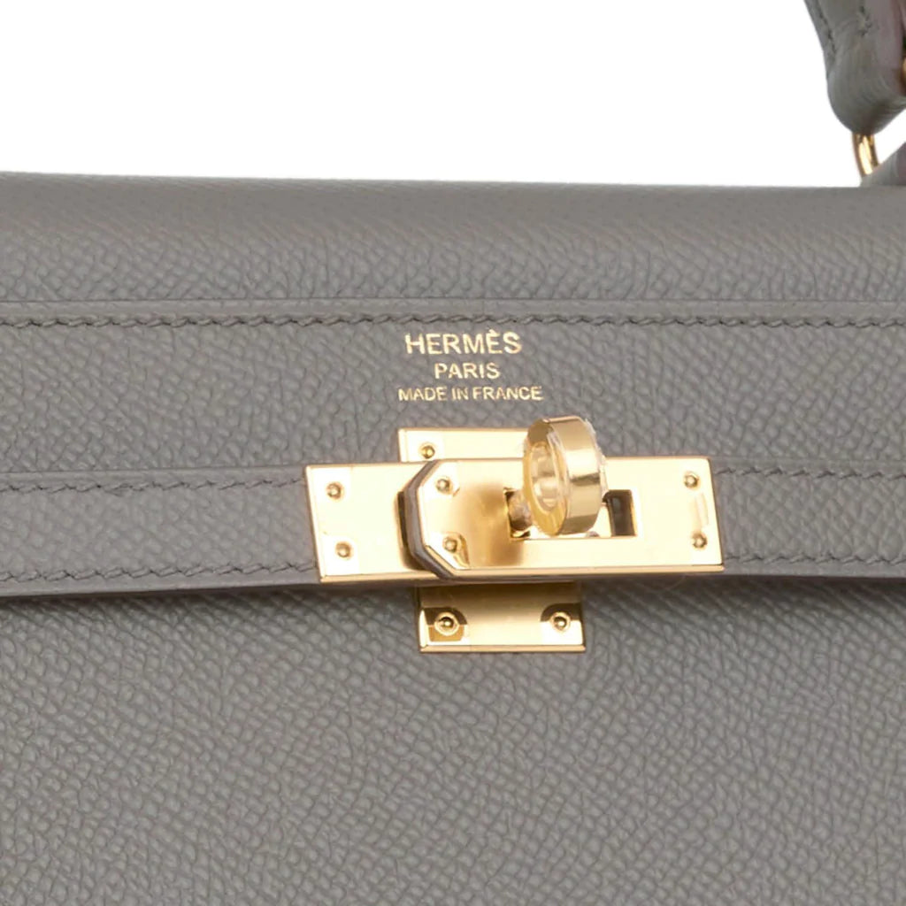 Hermès Kelly Sellier 25 Etain Epsom Gold Hardware