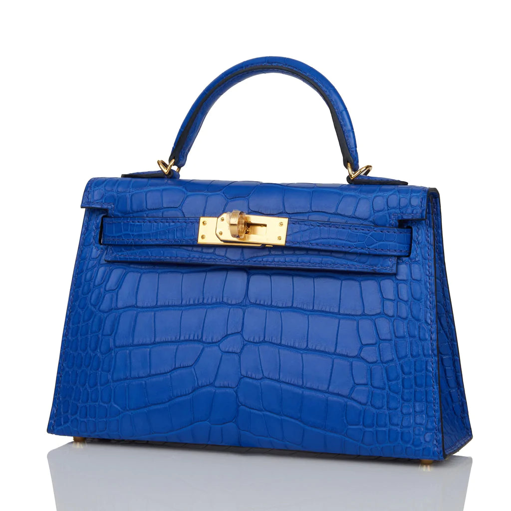 Hermès Kelly Sellier 20 Bleu Royal Matte Alligator Gold Hardware