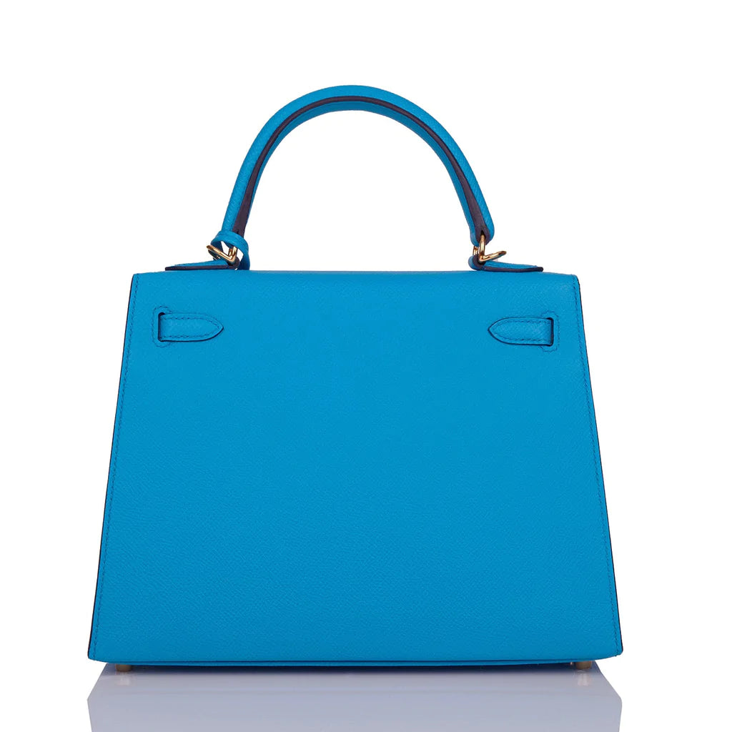 Hermès Kelly Sellier 25 Bleu Frida Epsom Gold Hardware