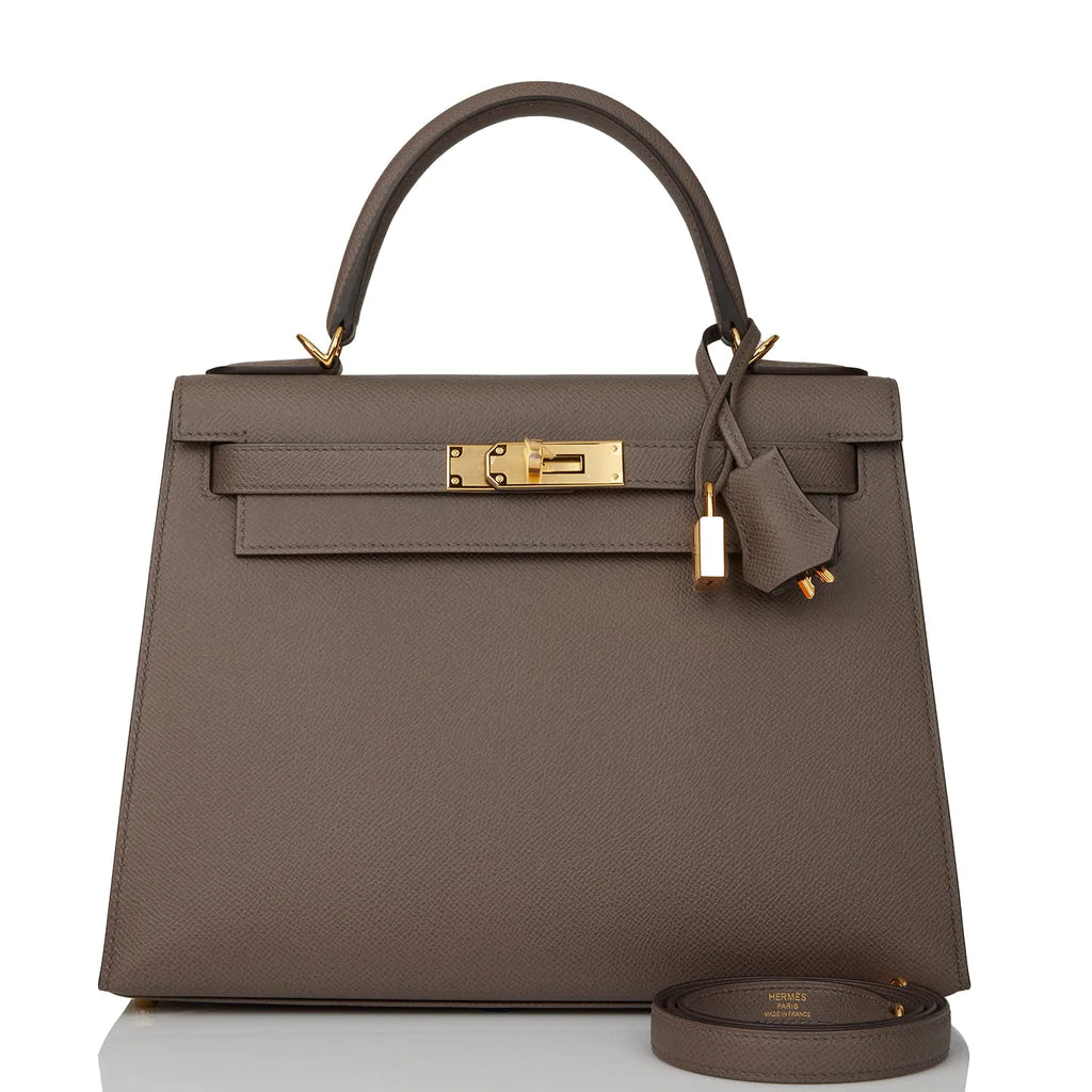 Hermès Kelly Sellier 28 Etain Epsom Gold Hardware