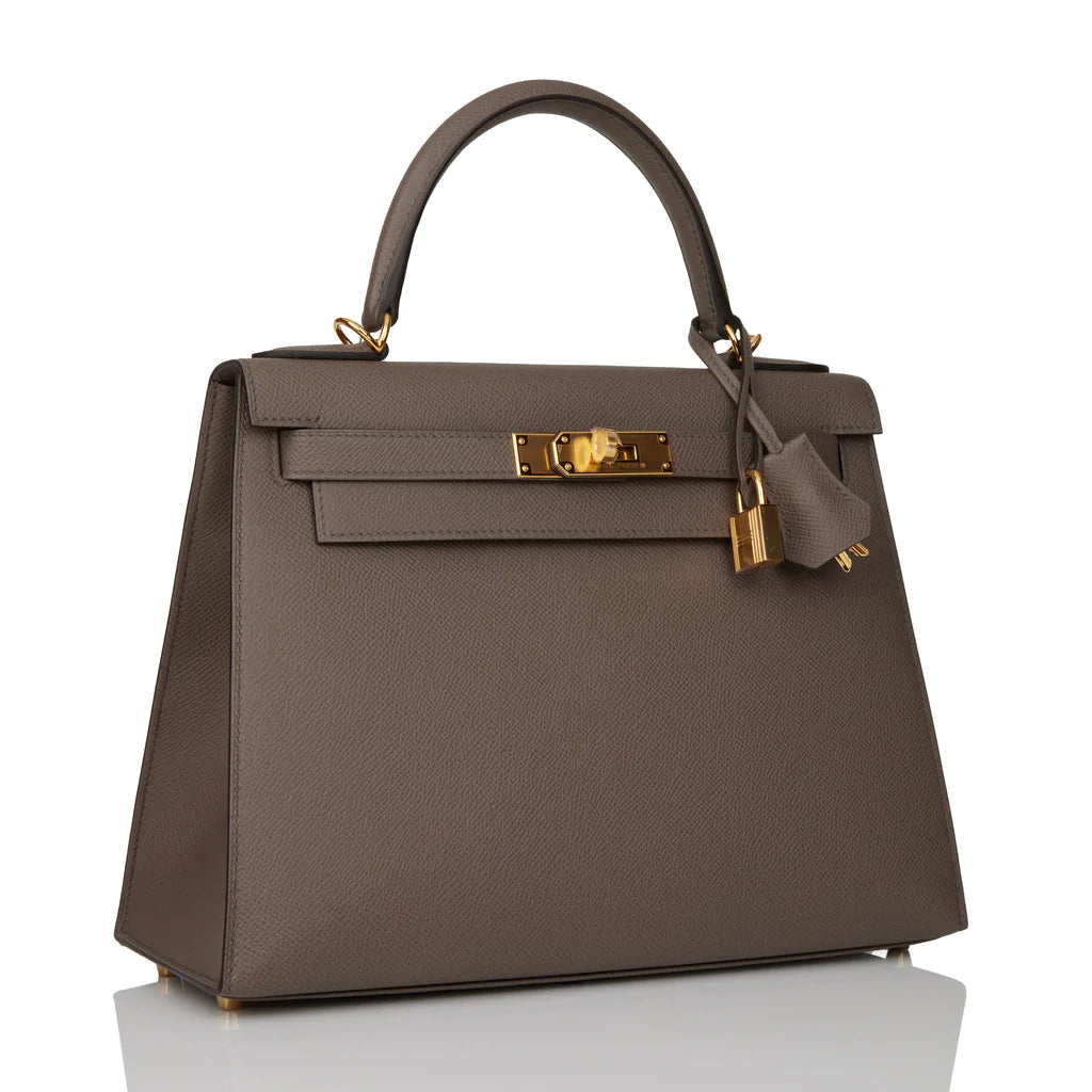 Hermès Kelly Sellier 28 Etain Epsom Gold Hardware