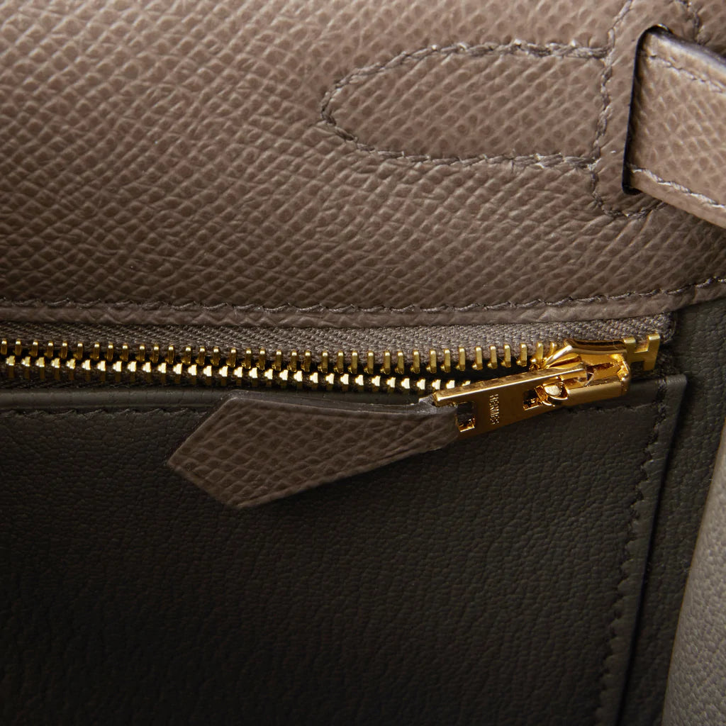 Hermès Kelly Sellier 28 Etain Epsom Gold Hardware