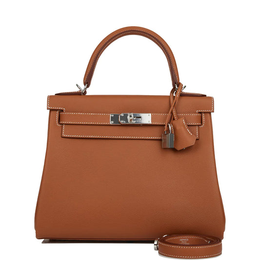 Hermès Kelly Retourne 28 Gold Evercolor Palladium Hardware