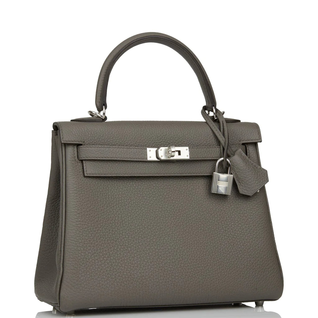 Hermès Kelly Retourne 25 Etain Togo Palladium Hardware