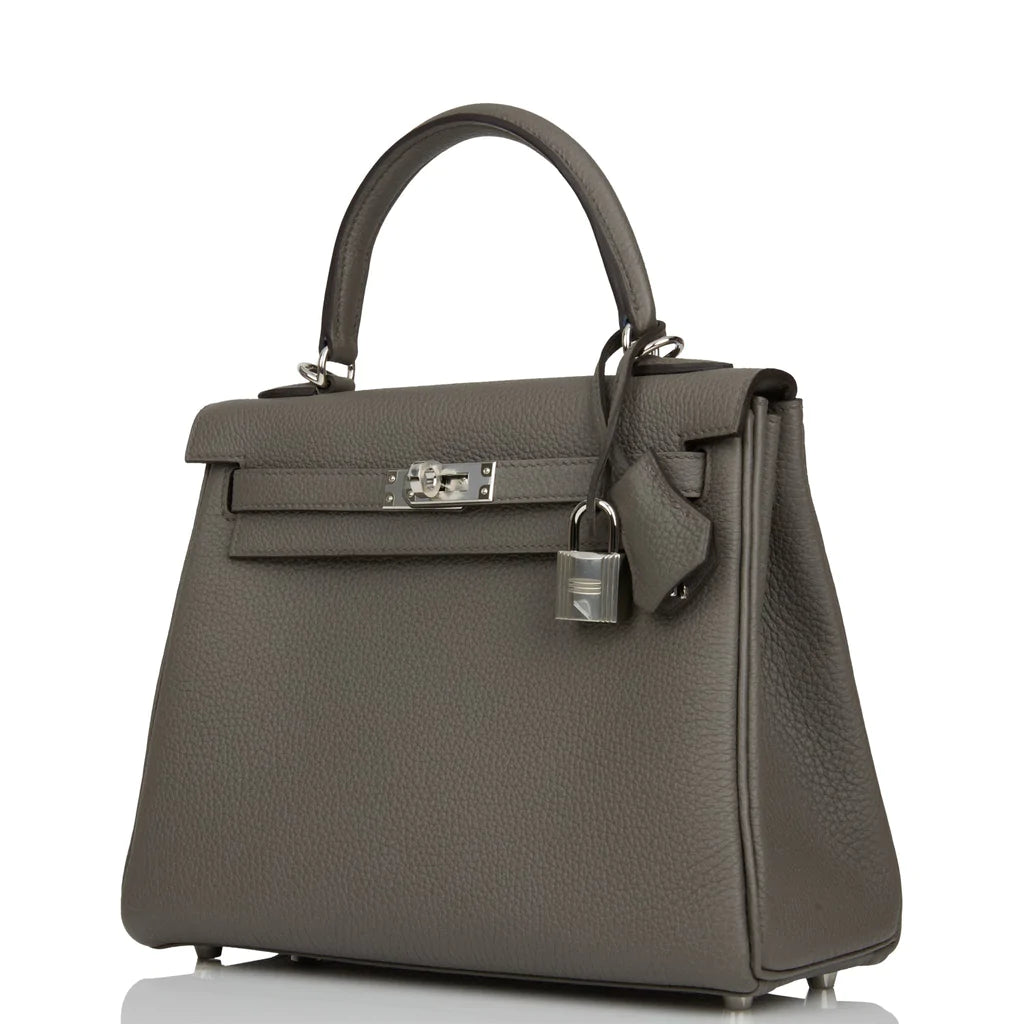 Hermès Kelly Retourne 25 Etain Togo Palladium Hardware