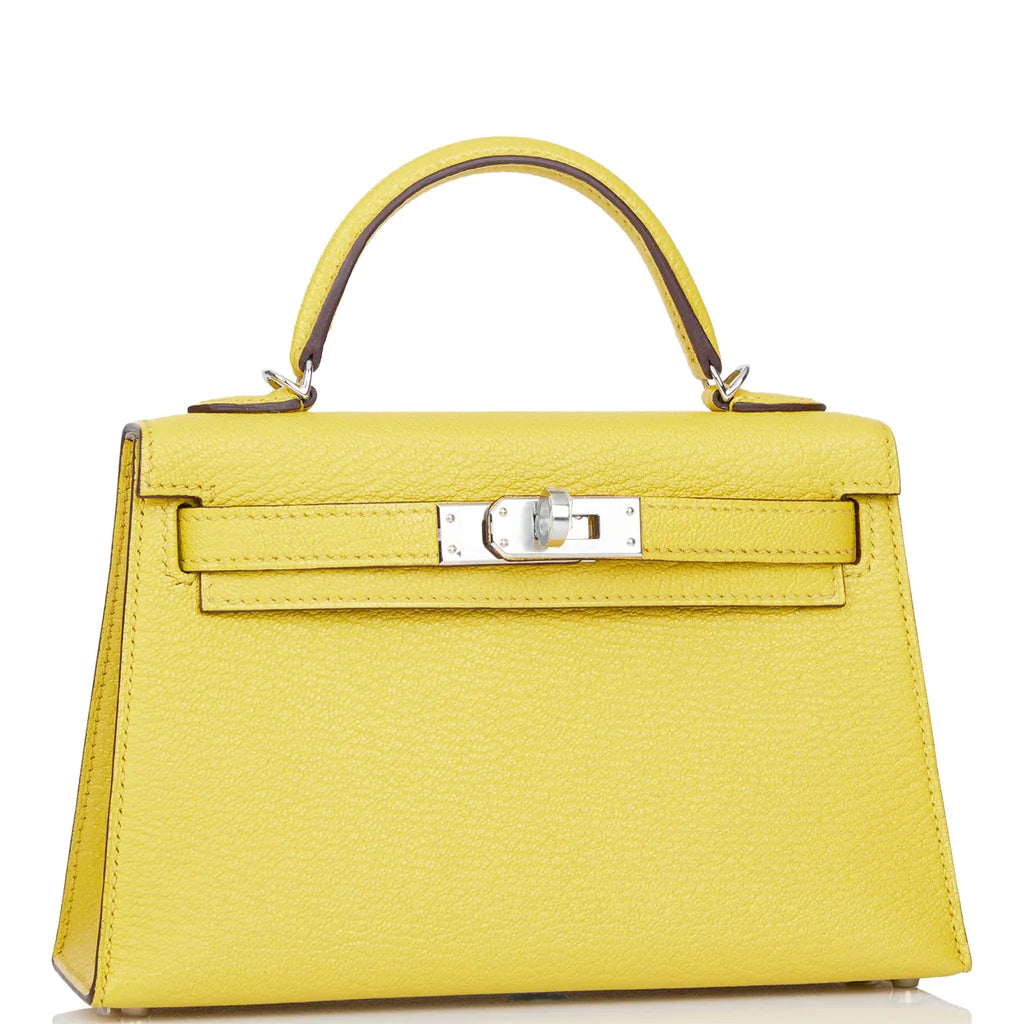 Hermès Kelly Sellier 20 Jaune de Naples Verso Chèvre Palladium Hardware