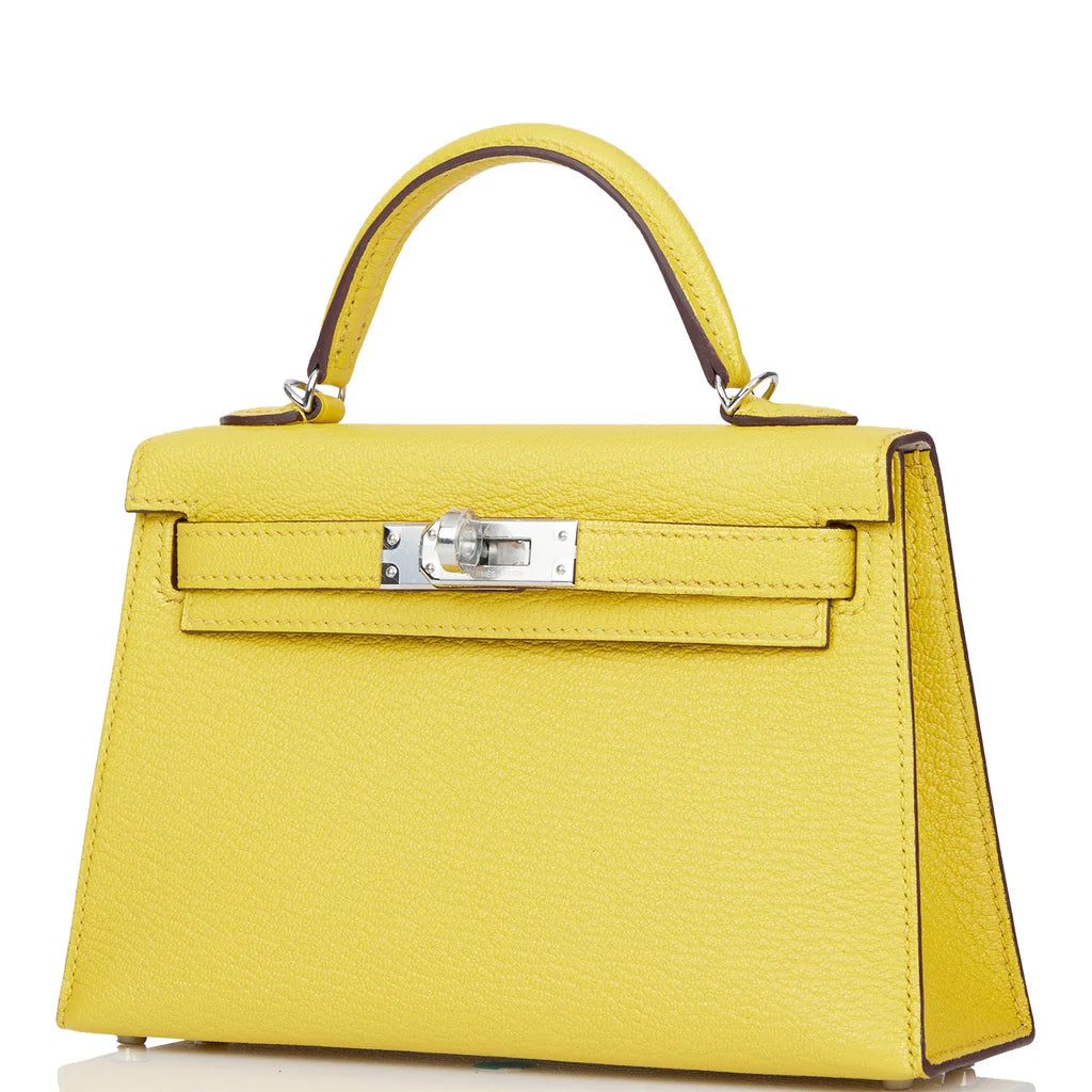 Hermès Kelly Sellier 20 Jaune de Naples Verso Chèvre Palladium Hardware