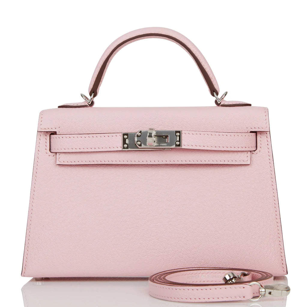 Hermès Kelly Sellier 20 Rose Sakura Chèvre Palladium Hardware