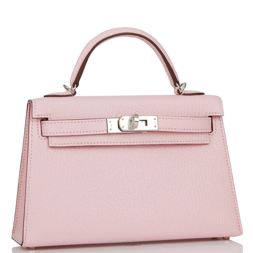 Hermès Kelly Sellier 20 Rose Sakura Chèvre Palladium Hardware