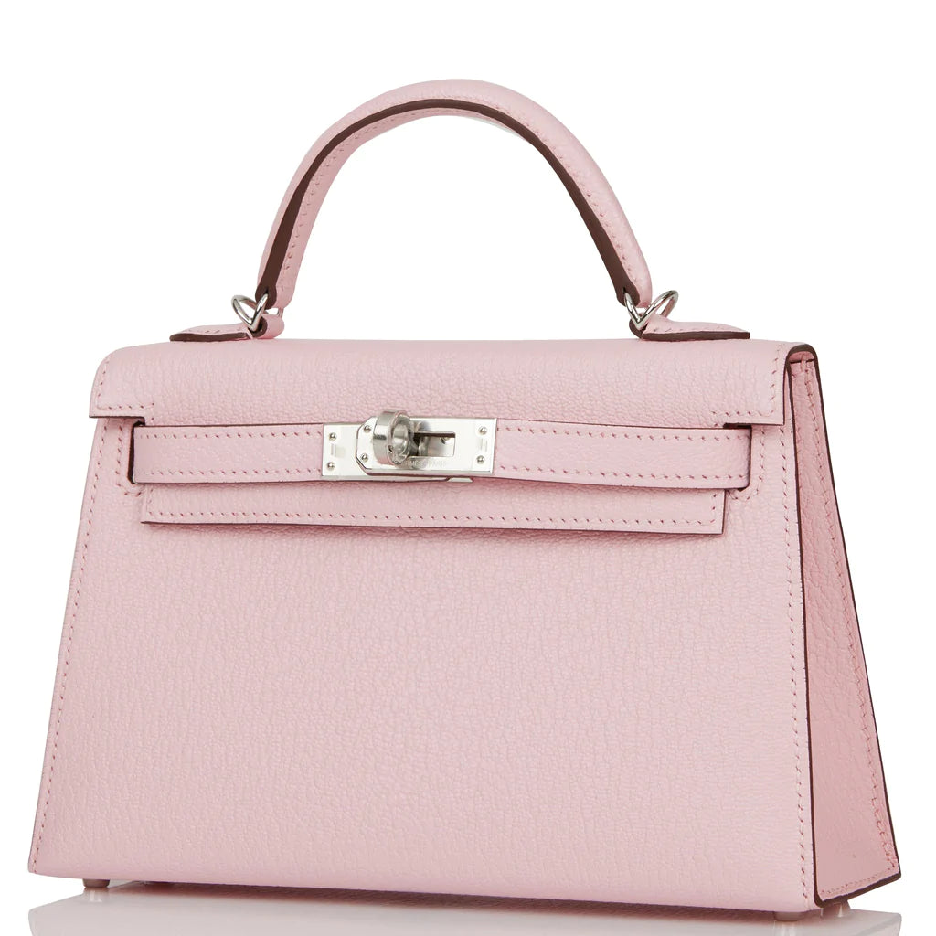 Hermès Kelly Sellier 20 Rose Sakura Chèvre Palladium Hardware