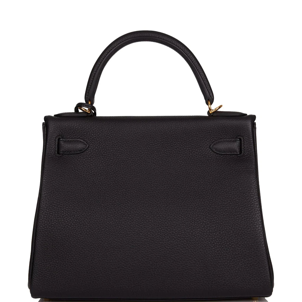 Hermès Kelly Retourne 28 Black Togo Gold Hardware