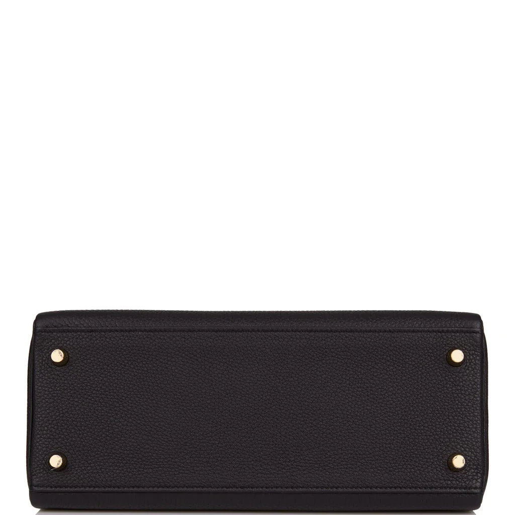 Hermès Kelly Retourne 28 Black Togo Gold Hardware