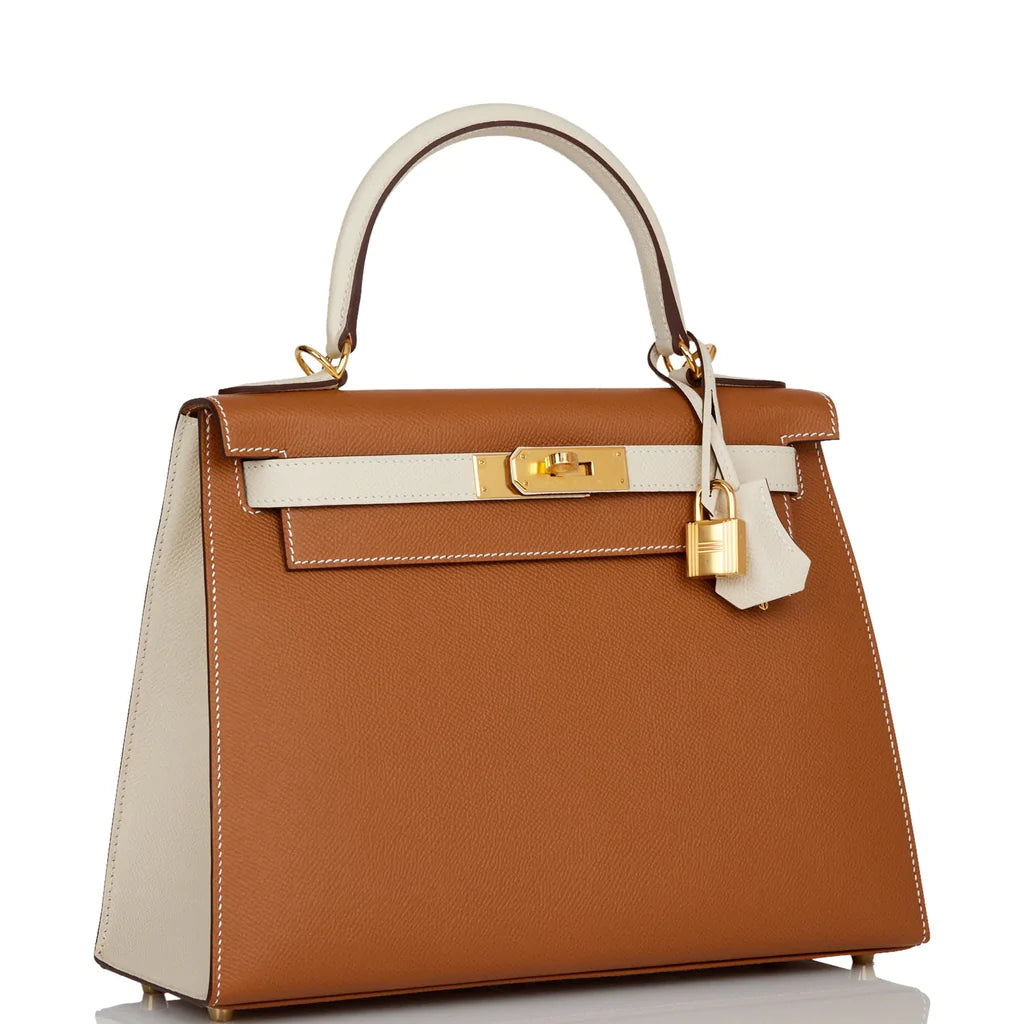 Hermès Special Order (HSS) Kelly Sellier 28 Gold and Craie Epsom Gold Hardware