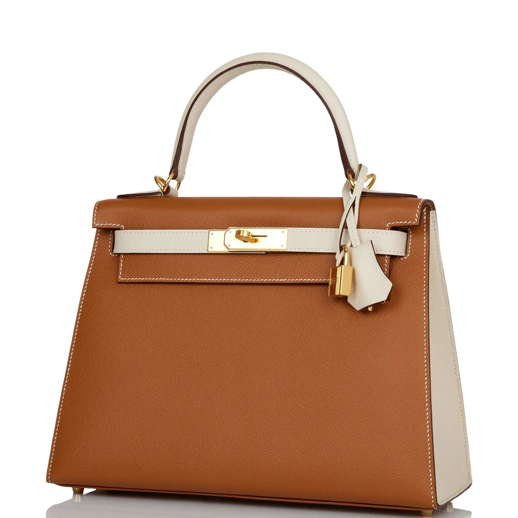 Hermès Special Order (HSS) Kelly Sellier 28 Gold and Craie Epsom Gold Hardware