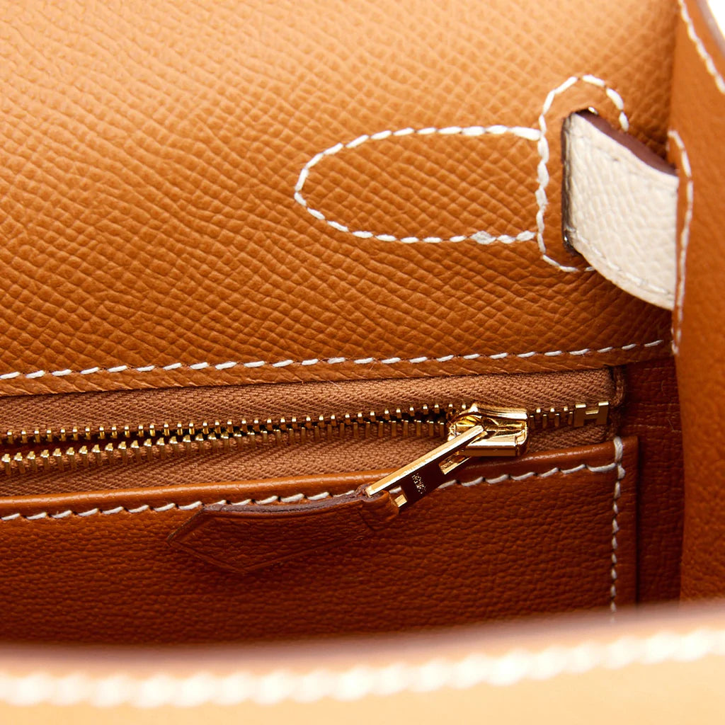 Hermès Special Order (HSS) Kelly Sellier 28 Gold and Craie Epsom Gold Hardware