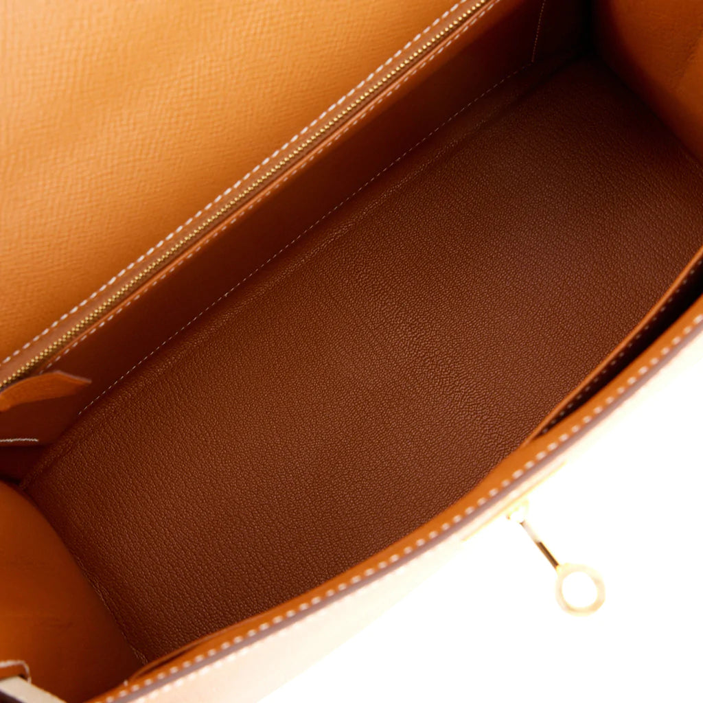 Hermès Special Order (HSS) Kelly Sellier 28 Gold and Craie Epsom Gold Hardware