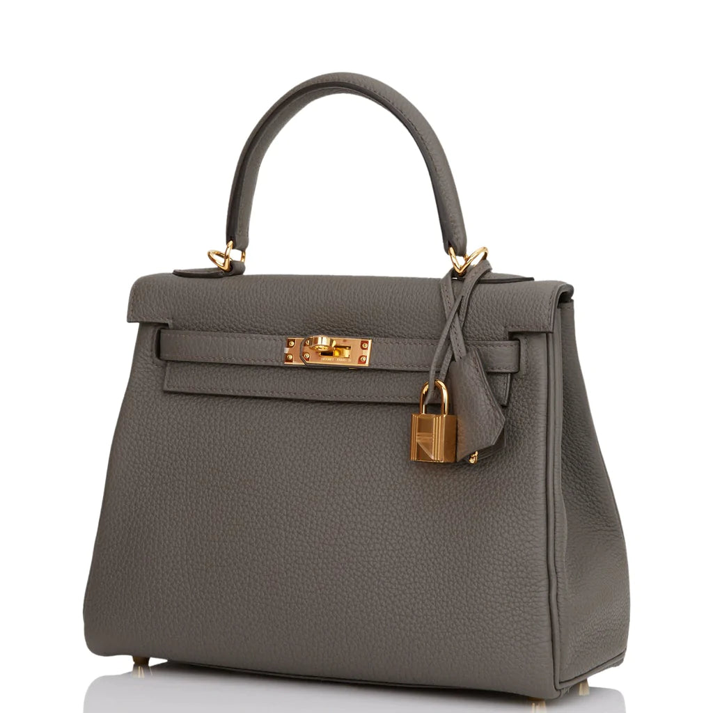 Hermès Kelly Retourne 25 Etain Togo Gold Hardware