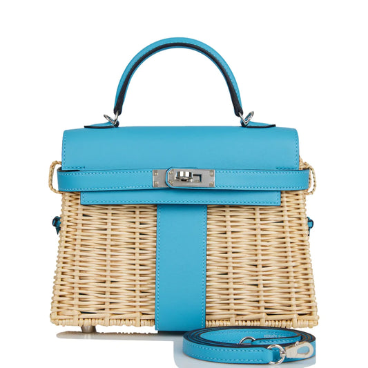 Hermès Mini Picnic Kelly 20 Bleu du Nord Swift Palladium Hardware