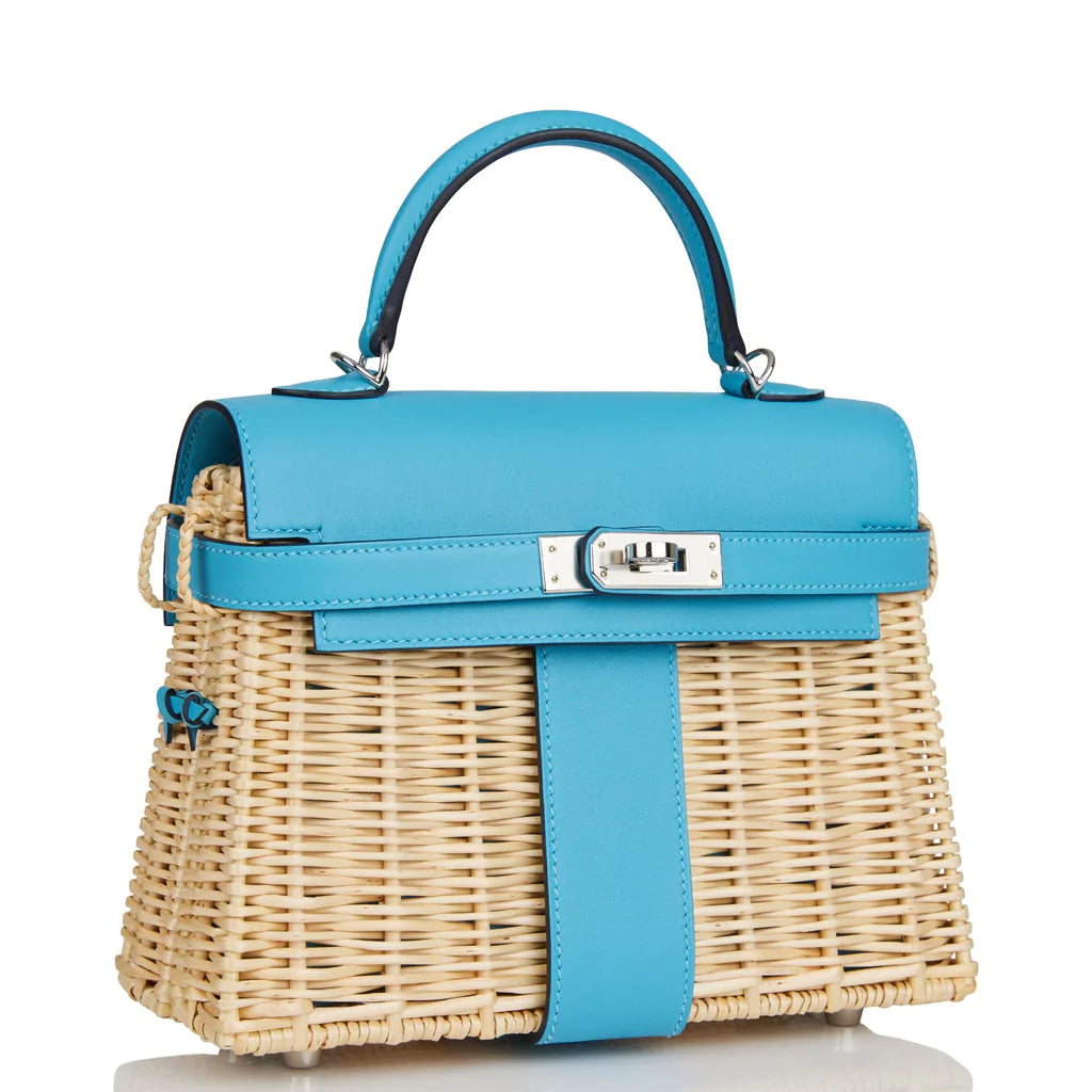 Hermès Mini Picnic Kelly 20 Bleu du Nord Swift Palladium Hardware