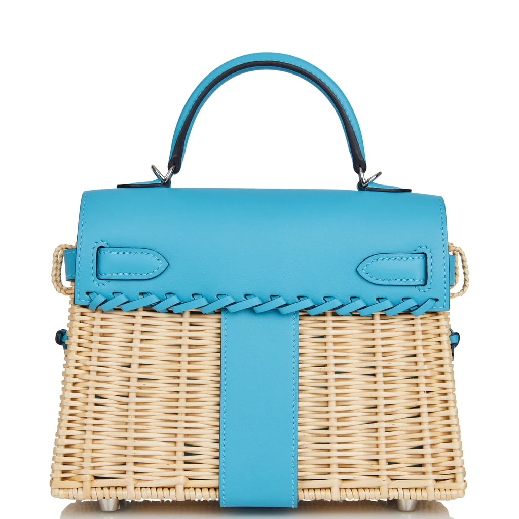 Hermès Mini Picnic Kelly 20 Bleu du Nord Swift Palladium Hardware