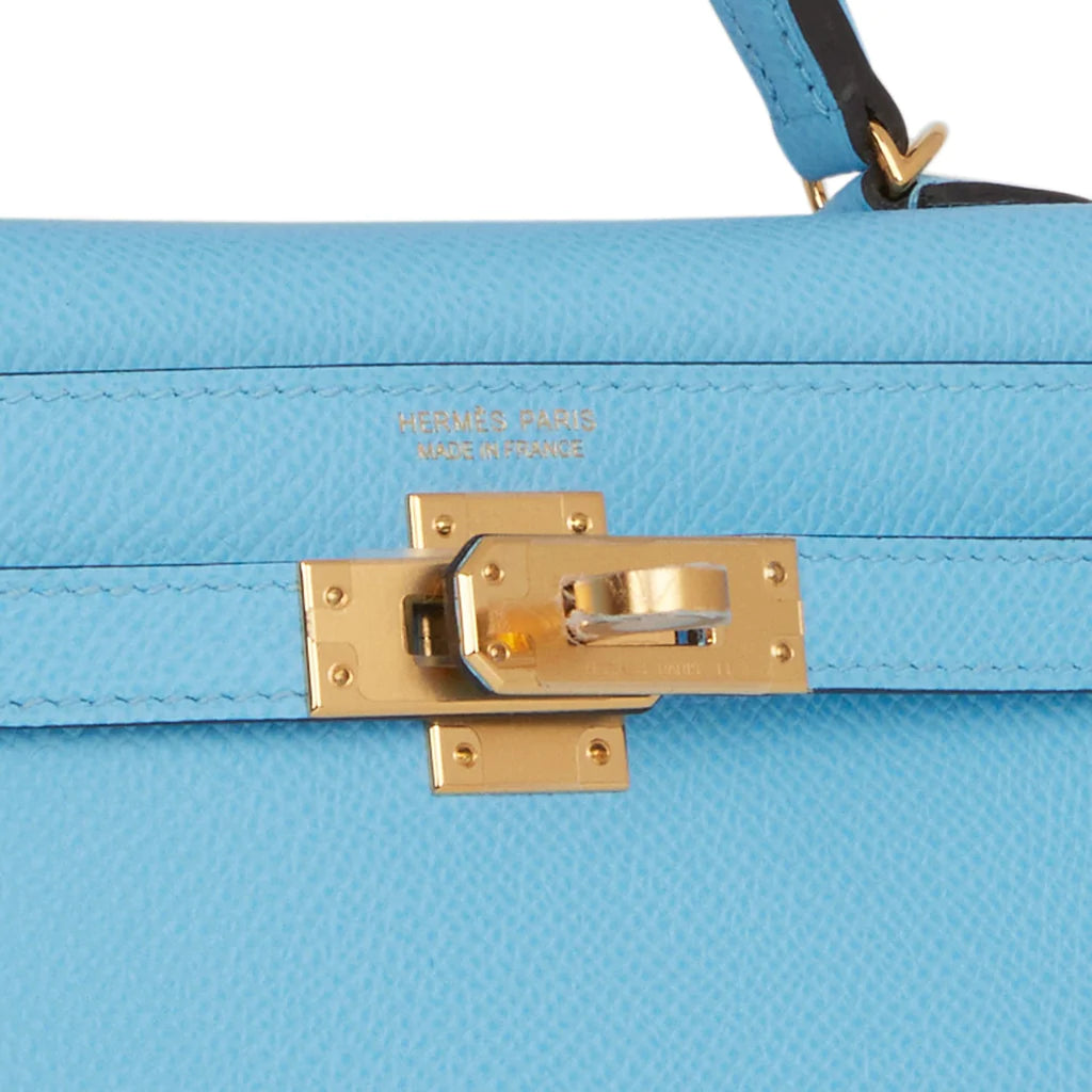 Hermès Kelly Sellier 20 Celeste Epsom Gold Hardware