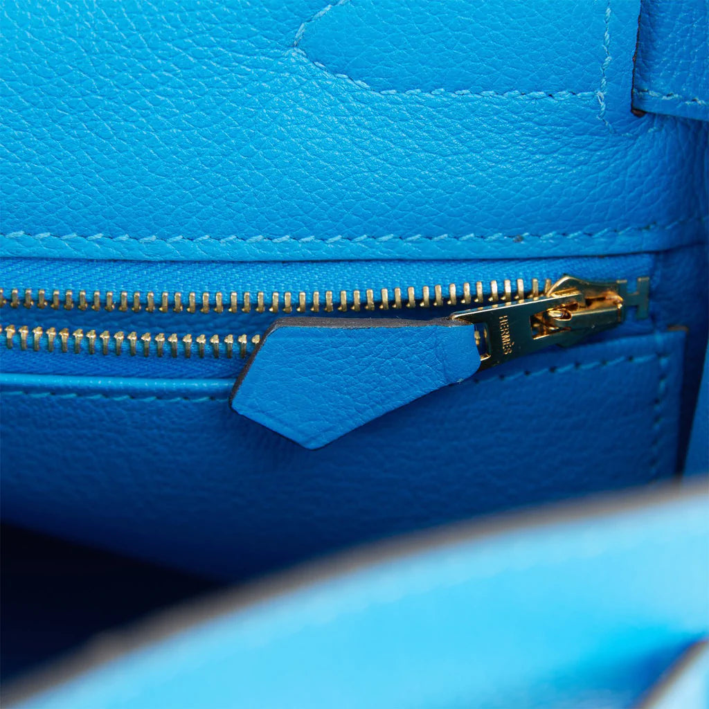 Hermès Kelly Retourne 32 Bleu Hydra Evercolor Gold Hardware