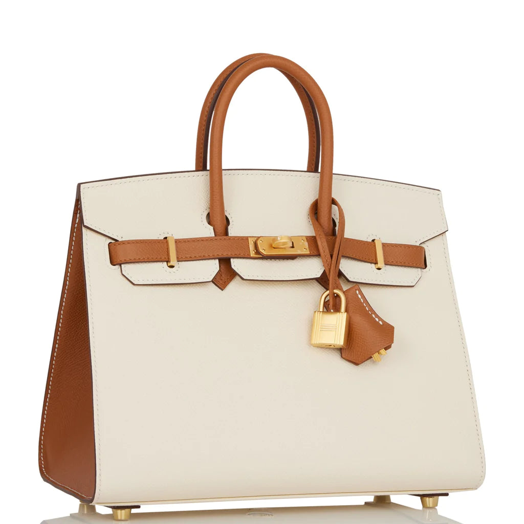 Hermès Special Order (HSS) Birkin Sellier 25 Nata and Gold Epsom Brushed Gold Hardware