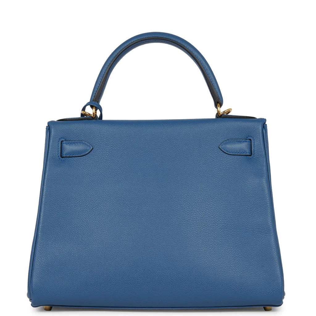 Hermès Kelly Retourne 28 Bleu Agate Evercolor Gold Hardware