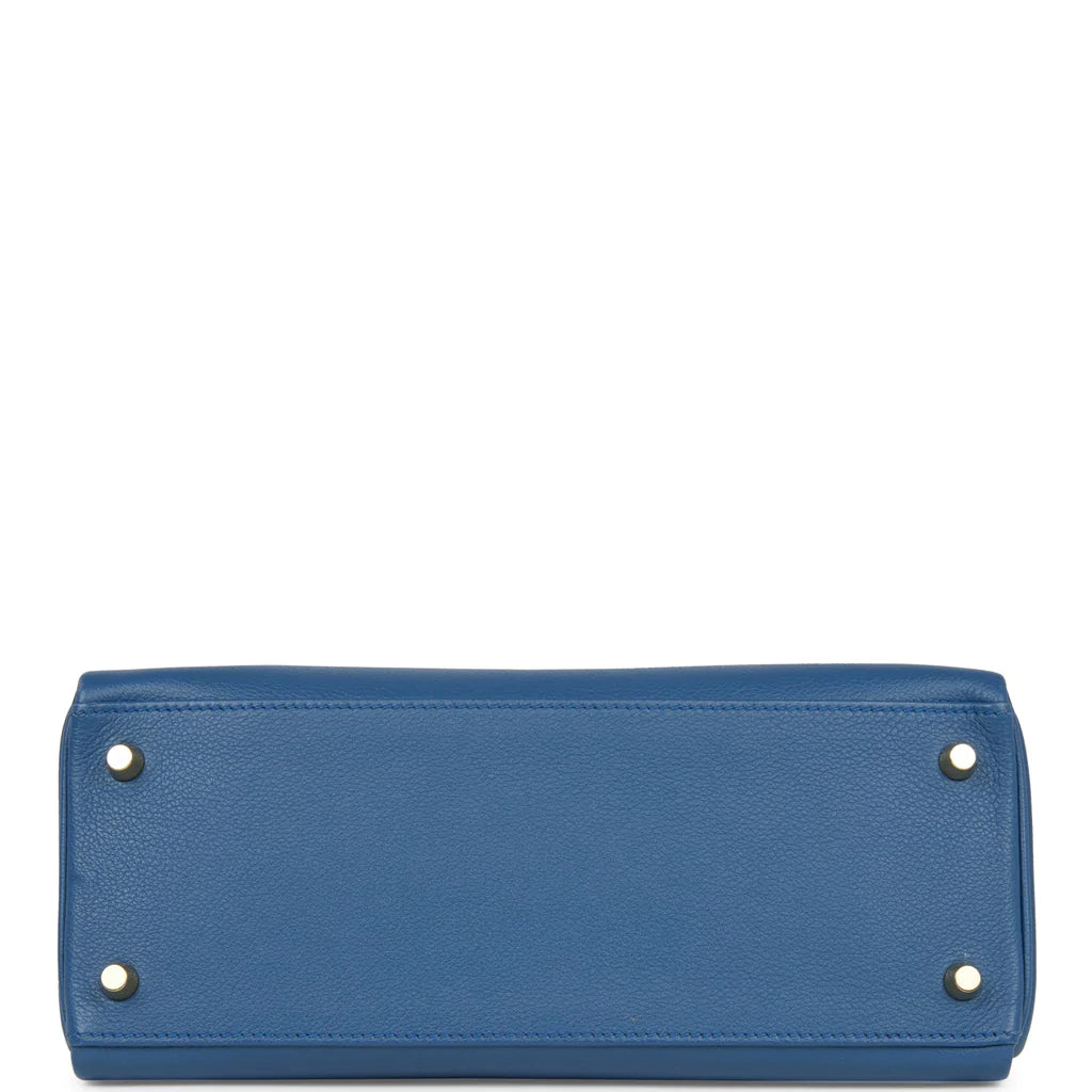 Hermès Kelly Retourne 28 Bleu Agate Evercolor Gold Hardware