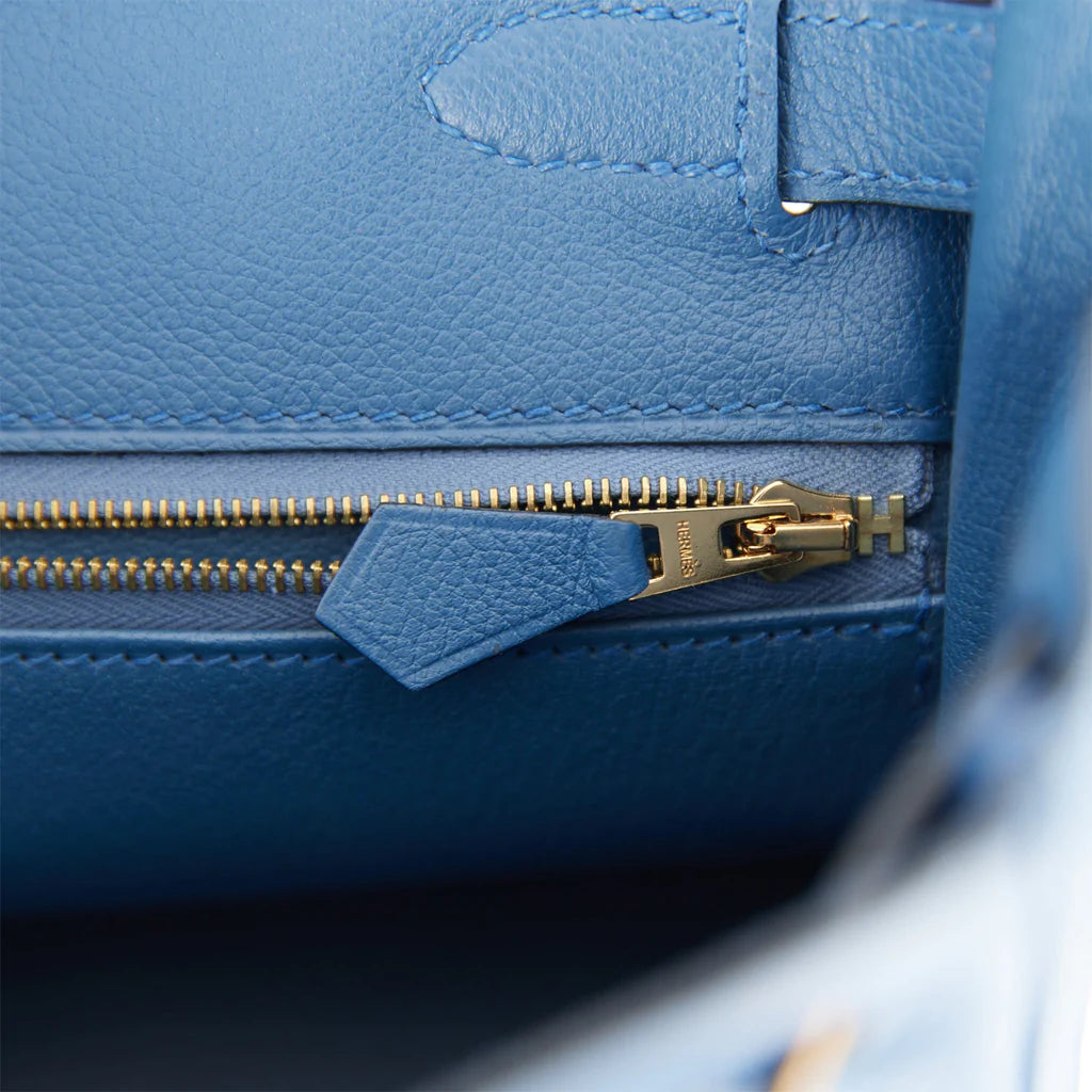 Hermès Kelly Retourne 28 Bleu Agate Evercolor Gold Hardware