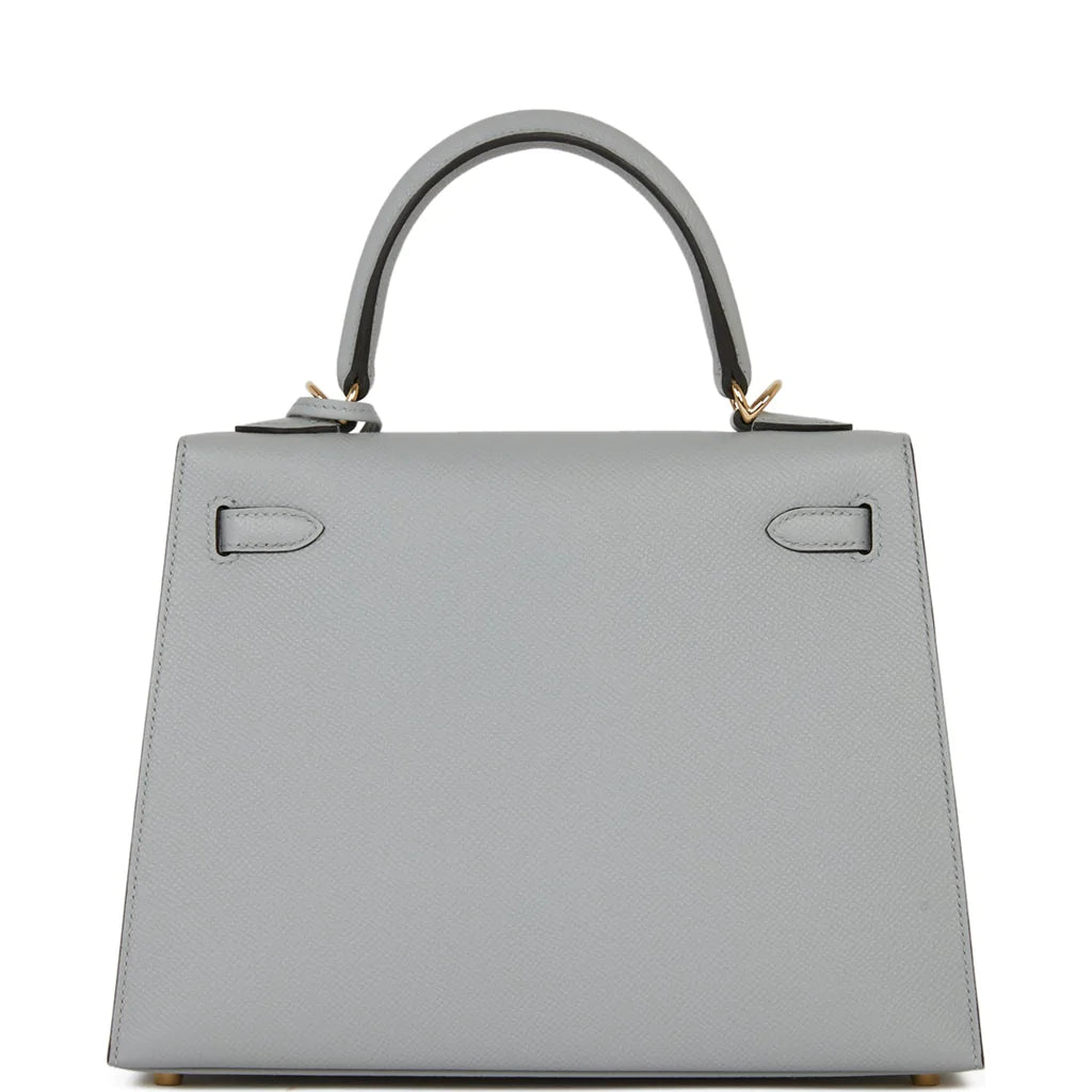 Hermès Special Order (HSS) Kelly Sellier 25 Bleu Glacier Verso Epsom Permabrass Hardware