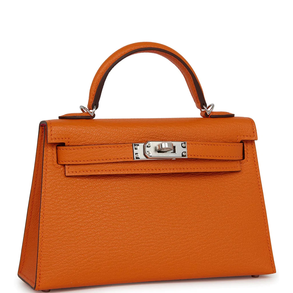 Hermès Kelly Sellier 20 Orange Verso Chèvre Palladium Hardware