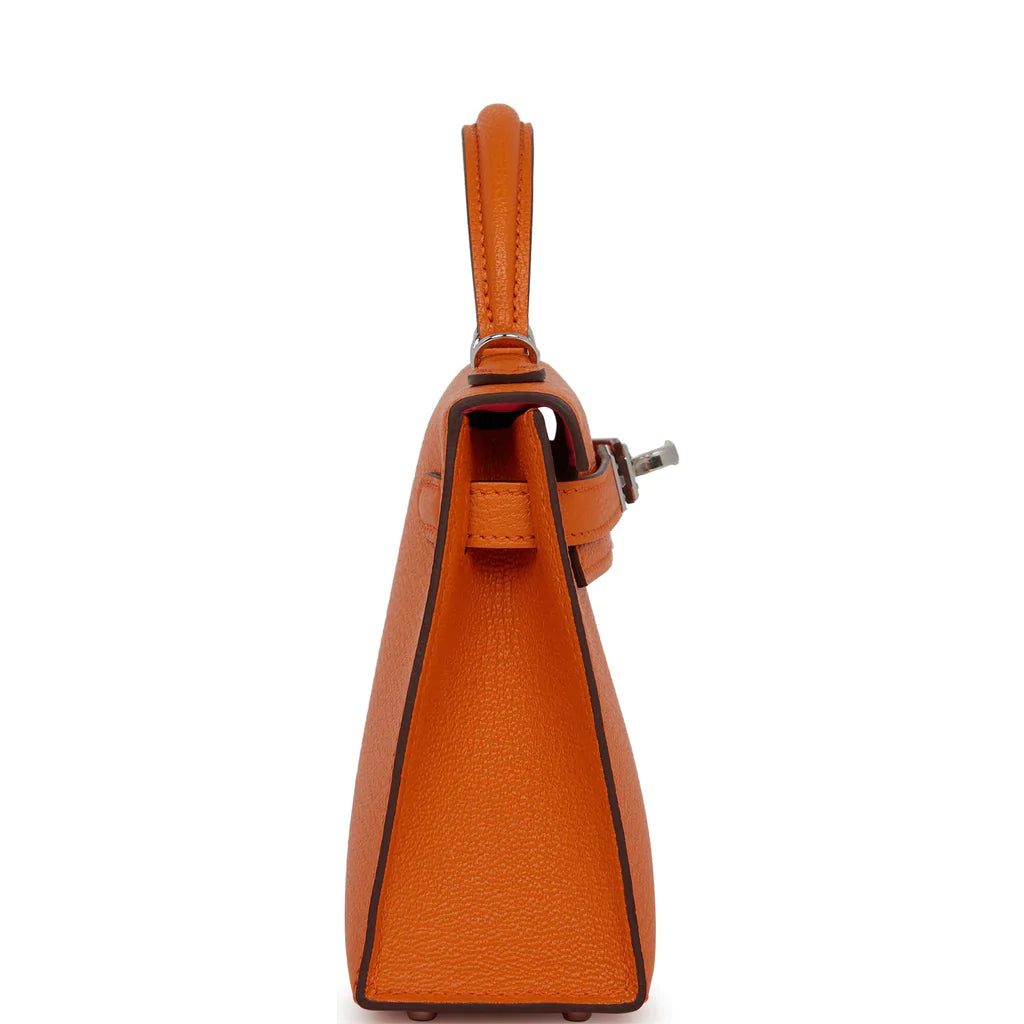 Hermès Kelly Sellier 20 Orange Verso Chèvre Palladium Hardware