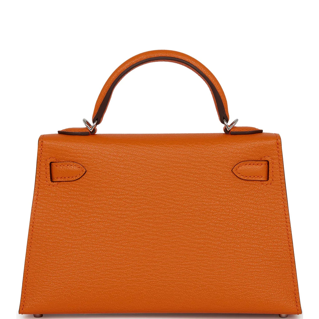 Hermès Kelly Sellier 20 Orange Verso Chèvre Palladium Hardware