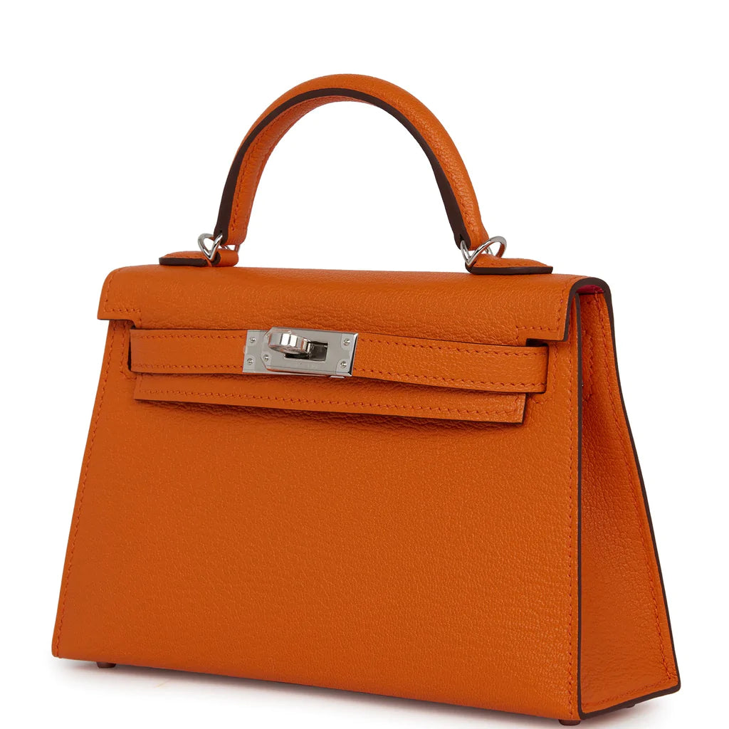 Hermès Kelly Sellier 20 Orange Verso Chèvre Palladium Hardware