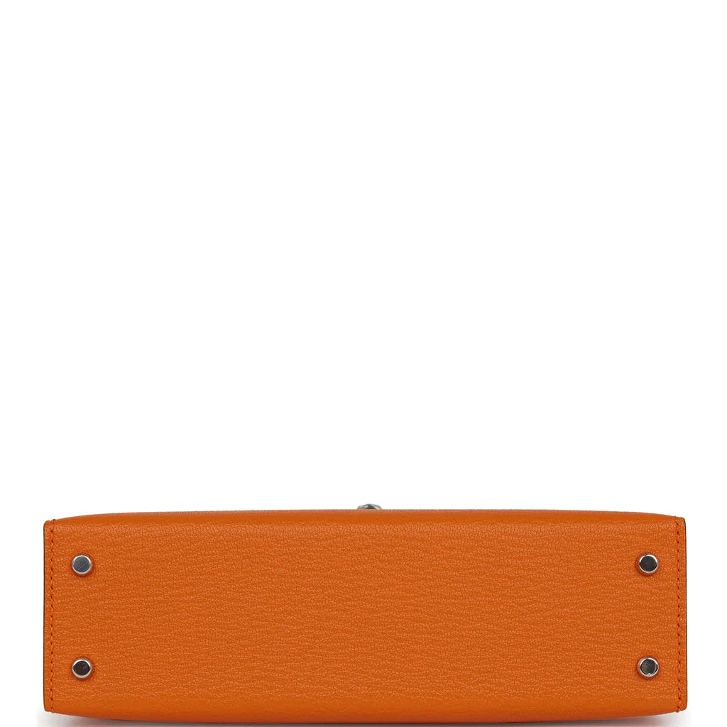 Hermès Kelly Sellier 20 Orange Verso Chèvre Palladium Hardware