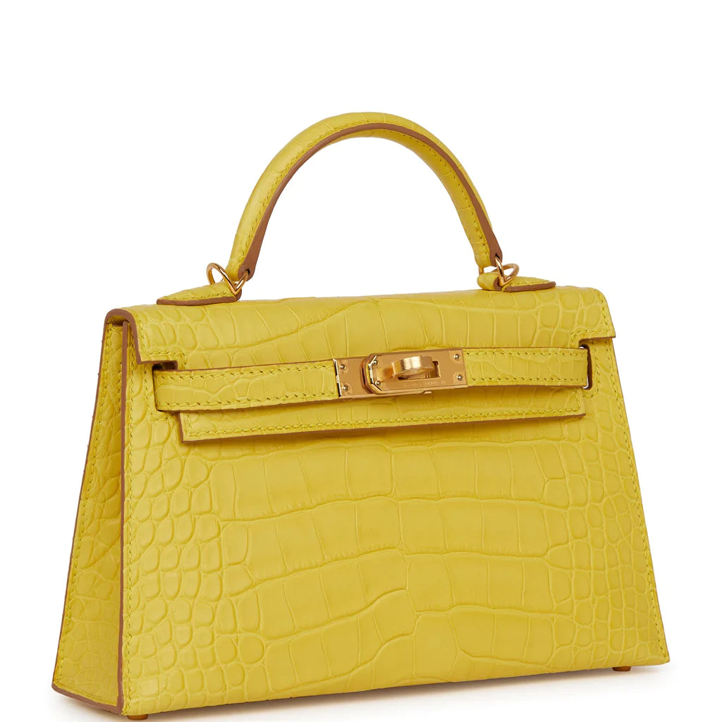 Hermès Kelly Sellier 20 Mimosa Matte Alligator Gold Hardware