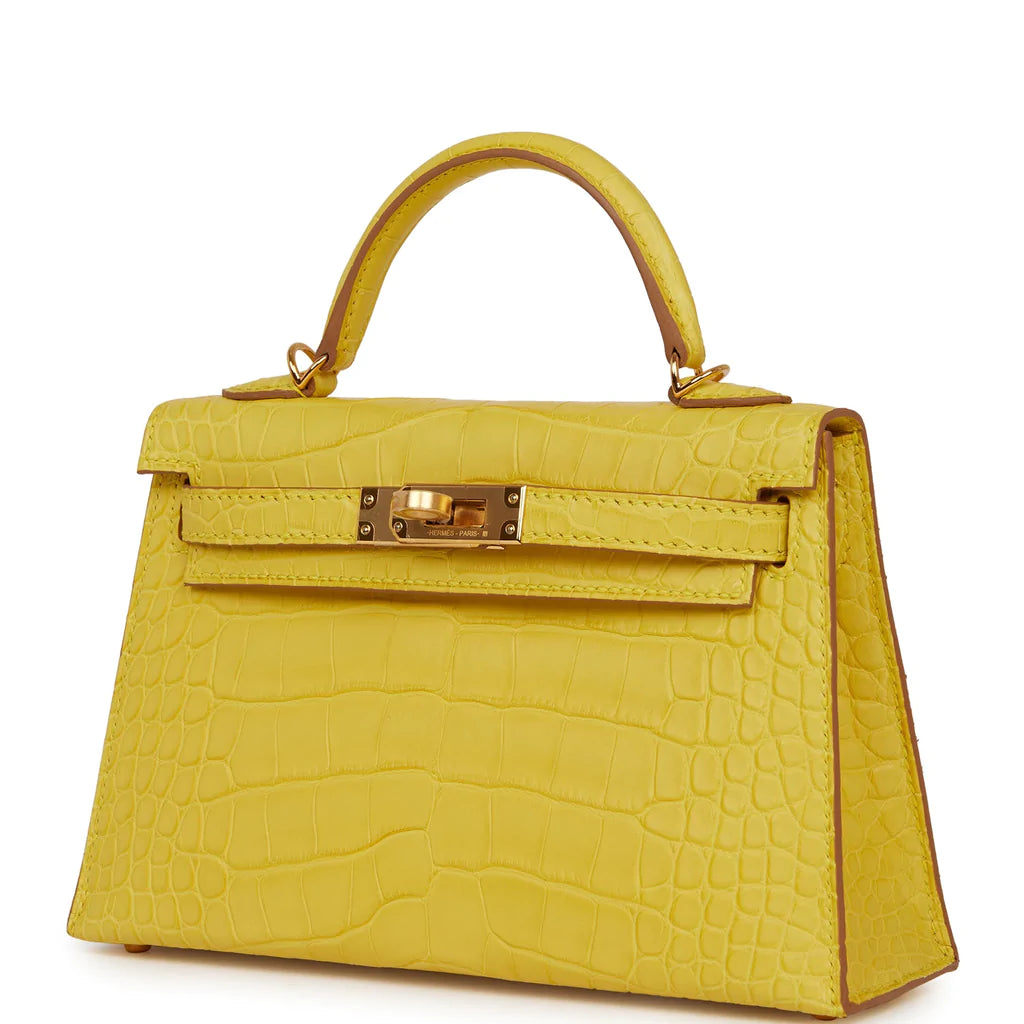 Hermès Kelly Sellier 20 Mimosa Matte Alligator Gold Hardware