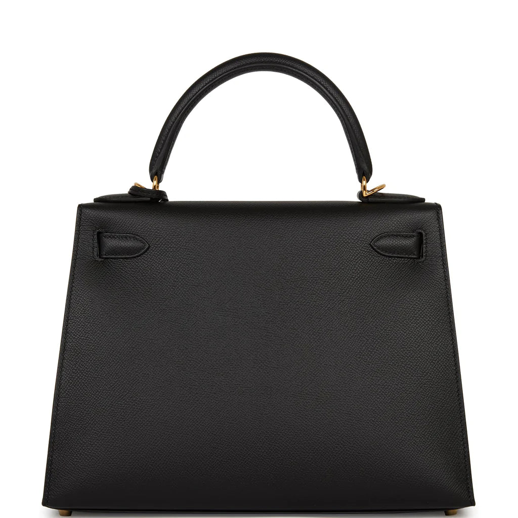 Hermès Kelly Sellier 28 Black Epsom Gold Hardware