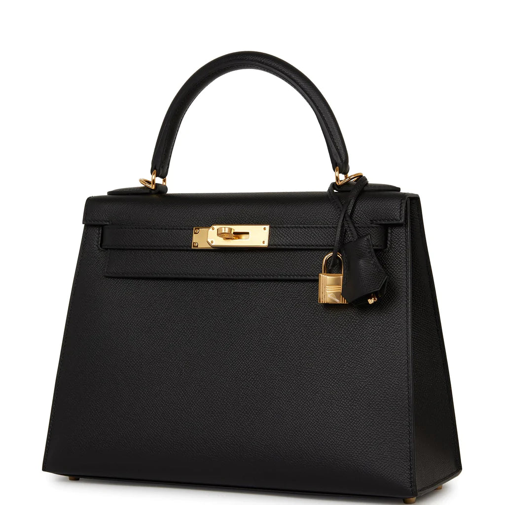 Hermès Kelly Sellier 28 Black Epsom Gold Hardware