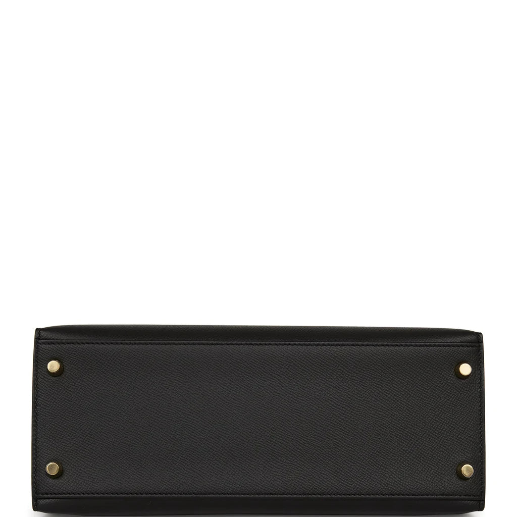 Hermès Kelly Sellier 28 Black Epsom Gold Hardware