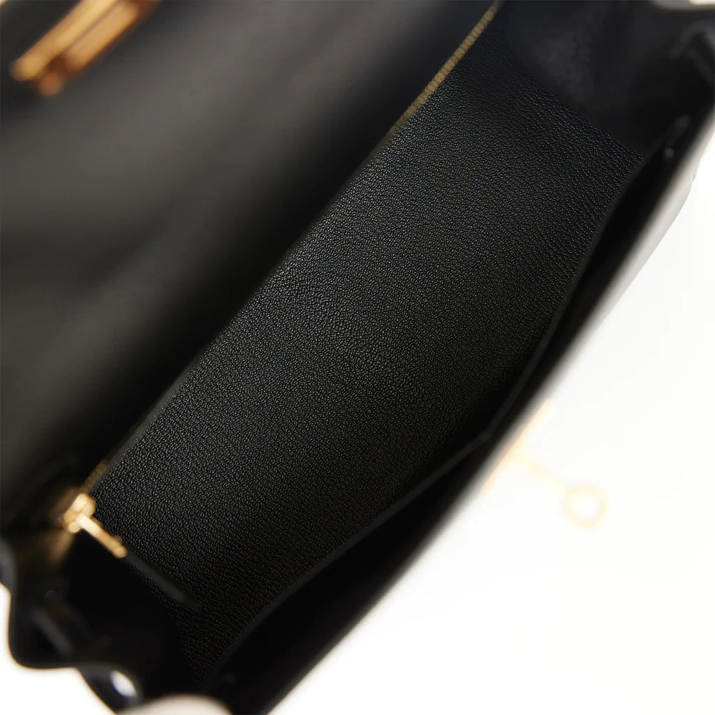 Hermès Kelly Sellier 28 Black Epsom Gold Hardware